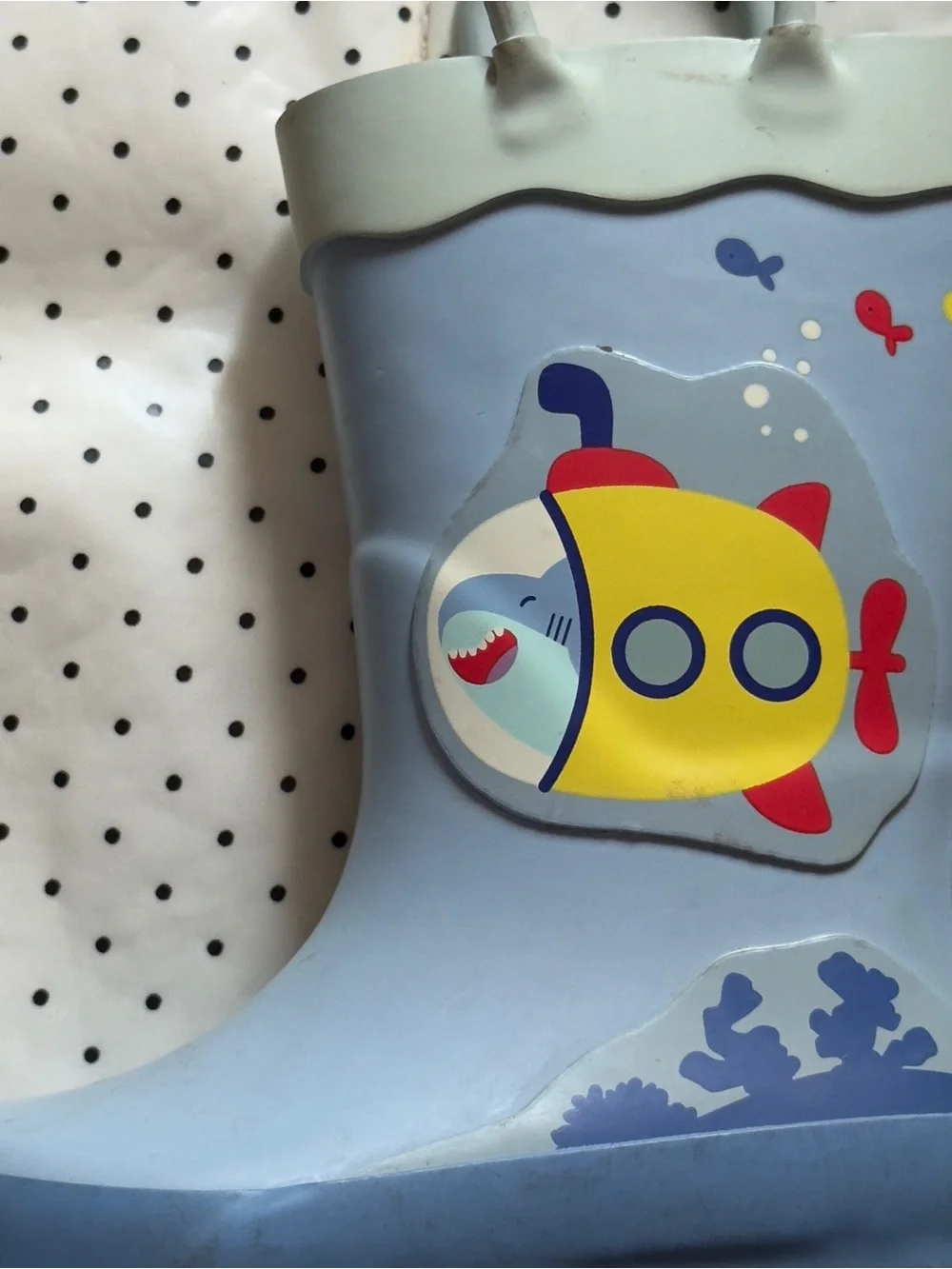 Cat & Jack Light Blue Kids Rain Boots with Yellow Submarine and Fish